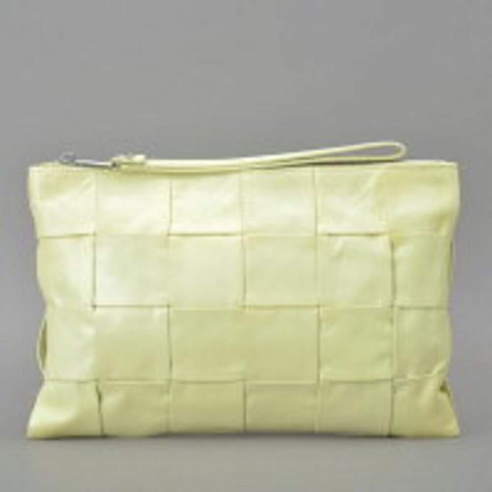 Bottega Veneta green pouch lime Shoulder leather woven bag clutch yellow